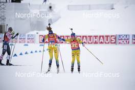 16.03.2019, Oestersund, Sweden (SWE): Hanna Oeberg (SWE), Anna Magnusson (SWE), (l-r) - IBU world championships biathlon, relay women, Oestersund (SWE). www.nordicfocus.com. © Manzoni/NordicFocus. Every downloaded picture is fee-liable.