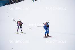 16.03.2019, Oestersund, Sweden (SWE): Susan Dunklee (USA), Lisa Vittozzi (ITA), (l-r) - IBU world championships biathlon, relay women, Oestersund (SWE). www.nordicfocus.com. © Manzoni/NordicFocus. Every downloaded picture is fee-liable.