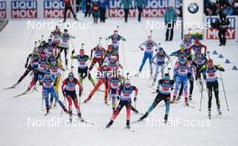 14.03.2019, Oestersund, Sweden (SWE): Lisa Theresa Hauser (AUT), Marte Olsbu Roeiseland (NOR), Julia Simon (FRA), Dorothea Wierer (ITA), Anastasiya Merkushyna (UKR), Denise Herrmann (GER), Hanna Oeberg (SWE), Emma Lunder (CAN), Evgeniya Pavlova (RUS), Fuyuko Tachizaki (JPN) - IBU world championships biathlon, single mixed relay, Oestersund (SWE). www.nordicfocus.com. © Tumashov/NordicFocus. Every downloaded picture is fee-liable.