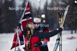 14.03.2019, Oestersund, Sweden (SWE): Marte Olsbu Roeiseland (NOR), Johannes Thingnes Boe (NOR), (l-r) - IBU world championships biathlon, single mixed relay, Oestersund (SWE). www.nordicfocus.com. © Manzoni/NordicFocus. Every downloaded picture is fee-liable.