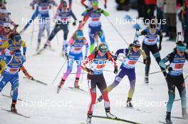 14.03.2019, Oestersund, Sweden (SWE): Lisa Theresa Hauser (AUT), Julia Simon (FRA), Dorothea Wierer (ITA) - IBU world championships biathlon, single mixed relay, Oestersund (SWE). www.nordicfocus.com. © Tumashov/NordicFocus. Every downloaded picture is fee-liable.