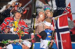 14.03.2019, Oestersund, Sweden (SWE): Event Feature: Norwegian fans, Johannes Thingnes Boe (NOR) - IBU world championships biathlon, single mixed relay, Oestersund (SWE). www.nordicfocus.com. © Tumashov/NordicFocus. Every downloaded picture is fee-liable.