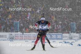 09.03.2019, Oestersund, Sweden (SWE): Tarjei Boe (NOR) competes in heavy snow - IBU world championships biathlon, sprint men, Oestersund (SWE). www.nordicfocus.com. © Manzoni/NordicFocus. Every downloaded picture is fee-liable.
