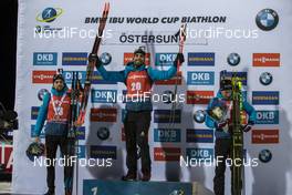 04.12.2019, Oestersund, Sweden, (SWE): Simon Desthieux (FRA), Martin Fourcade (FRA), Quentin Fillon Maillet (FRA) - IBU world cup biathlon, individual men, Oestersund (SWE). www.nordicfocus.com. © Nico Manzoni/NordicFocus. Every downloaded picture is fee-liable.