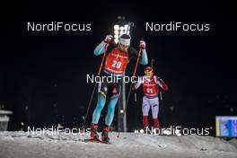 04.12.2019, Oestersund, Sweden, (SWE): Martin Fourcade (FRA), Lukasz Szczurek (POL) - IBU world cup biathlon, individual men, Oestersund (SWE). www.nordicfocus.com. © Nico Manzoni/NordicFocus. Every downloaded picture is fee-liable.