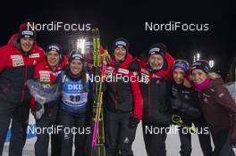 05.12.2019, Oestersund, Sweden, (SWE): Markus Segessenmann (SUI) Head of Biathlon Swiss-Ski, Lena Haecki (SUI), Aita Gasparin (SUI), Elisa Gasparin (SUI) - IBU world cup biathlon, individual women, Oestersund (SWE). www.nordicfocus.com. © Nico Manzoni/NordicFocus. Every downloaded picture is fee-liable.