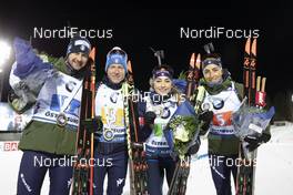 30.11.2019, Oestersund, Sweden, (SWE): Dominik Windisch (ITA), Lukas Hofer (ITA), Dorothea Wierer (ITA), Lisa Vittozzi (ITA), (l-r) - IBU world cup biathlon, relay mixed, Oestersund (SWE). www.nordicfocus.com. © Manzoni/NordicFocus. Every downloaded picture is fee-liable.