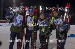 30.11.2019, Oestersund, Sweden, (SWE): Dominik Windisch (ITA), Lukas Hofer (ITA), Dorothea Wierer (ITA), Lisa Vittozzi (ITA) - IBU world cup biathlon, relay mixed, Oestersund (SWE). www.nordicfocus.com. © Nico Manzoni/NordicFocus. Every downloaded picture is fee-liable.