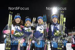 30.11.2019, Oestersund, Sweden, (SWE): Linn Persson (SWE), Mona Brorsson (SWE), Jesper Nelin (SWE), Martin Ponsiluoma (SWE), (l-r) - IBU world cup biathlon, relay mixed, Oestersund (SWE). www.nordicfocus.com. © Manzoni/NordicFocus. Every downloaded picture is fee-liable.