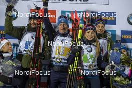 30.11.2019, Oestersund, Sweden, (SWE): Dominik Windisch (ITA), Lukas Hofer (ITA), Dorothea Wierer (ITA), Lisa Vittozzi (ITA) - IBU world cup biathlon, relay mixed, Oestersund (SWE). www.nordicfocus.com. © Nico Manzoni/NordicFocus. Every downloaded picture is fee-liable.