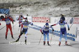 07.12.2019, Oestersund, Sweden, (SWE): Jakub Stvrtecky (CZE), Mario Dolder (SUI), Benjamin Weger (SUI), (l-r) - IBU world cup biathlon, relay men, Oestersund (SWE). www.nordicfocus.com. © Manzoni/NordicFocus. Every downloaded picture is fee-liable.