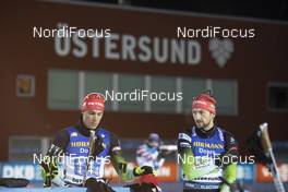 07.12.2019, Oestersund, Sweden, (SWE): Rok Trsan (SLO), Jakov Fak (SLO), (l-r) - IBU world cup biathlon, relay men, Oestersund (SWE). www.nordicfocus.com. © Manzoni/NordicFocus. Every downloaded picture is fee-liable.