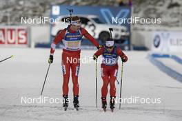 07.12.2019, Oestersund, Sweden, (SWE): Aidan Millar (CAN), Christian Gow (CAN), (l-r) - IBU world cup biathlon, relay men, Oestersund (SWE). www.nordicfocus.com. © Manzoni/NordicFocus. Every downloaded picture is fee-liable.