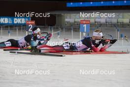 07.12.2019, Oestersund, Sweden, (SWE): Martin Fourcade (FRA), Johannes Thingnes Boe (NOR) - IBU world cup biathlon, relay men, Oestersund (SWE). www.nordicfocus.com. © Nico Manzoni/NordicFocus. Every downloaded picture is fee-liable.