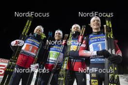 07.12.2019, Oestersund, Sweden, (SWE): Johannes Dale (NOR), Erlend Bjoentegaard (NOR), Tarjei Boe (NOR), Johannes Thingnes Boe (NOR), (l-r) - IBU world cup biathlon, relay men, Oestersund (SWE). www.nordicfocus.com. © Manzoni/NordicFocus. Every downloaded picture is fee-liable.