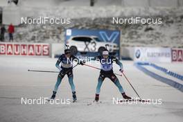 07.12.2019, Oestersund, Sweden, (SWE): Simon Desthieux (FRA), Martin Fourcade (FRA), (l-r) - IBU world cup biathlon, relay men, Oestersund (SWE). www.nordicfocus.com. © Manzoni/NordicFocus. Every downloaded picture is fee-liable.
