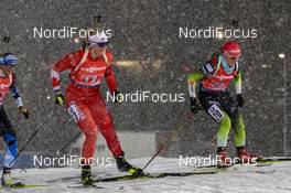 08.12.2019, Oestersund, Sweden, (SWE): Sarah Beaudry (CAN), Polona Klemencic (SLO) - IBU world cup biathlon, relay women, Oestersund (SWE). www.nordicfocus.com. © Nico Manzoni/NordicFocus. Every downloaded picture is fee-liable.