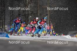 08.12.2019, Oestersund, Sweden, (SWE): Lisa Vittozzi (ITA), Karoline Offigstad Knotten (NOR), Anais Bescond (FRA) - IBU world cup biathlon, relay women, Oestersund (SWE). www.nordicfocus.com. © Nico Manzoni/NordicFocus. Every downloaded picture is fee-liable.