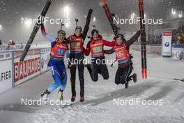 08.12.2019, Oestersund, Sweden, (SWE): Lena Haecki (SUI), Aita Gasparin (SUI), Selina Gasparin (SUI), Elisa Gasparin (SUI) - IBU world cup biathlon, relay women, Oestersund (SWE). www.nordicfocus.com. © Nico Manzoni/NordicFocus. Every downloaded picture is fee-liable.