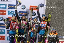 08.12.2019, Oestersund, Sweden, (SWE): Linn Persson (SWE), Elvira Oeberg (SWE), Mona Brorsson (SWE), Hanna Oeberg (SWE) - IBU world cup biathlon, relay women, Oestersund (SWE). www.nordicfocus.com. © Nico Manzoni/NordicFocus. Every downloaded picture is fee-liable.