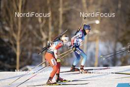 30.11.2019, Oestersund, Sweden, (SWE): Aita Gasparin (SUI), Emma Lunder (CAN), (l-r) - IBU world cup biathlon, single mixed relay, Oestersund (SWE). www.nordicfocus.com. © Manzoni/NordicFocus. Every downloaded picture is fee-liable.