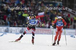 01.12.2019, Oestersund, Sweden, (SWE): Dominik Landertinger (AUT), Christian Gow (CAN), (l-r) - IBU world cup biathlon, sprint men, Oestersund (SWE). www.nordicfocus.com. © Manzoni/NordicFocus. Every downloaded picture is fee-liable.
