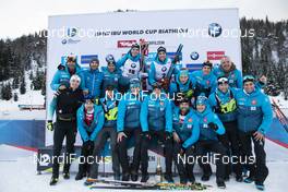 14.12.2019, Hochfilzen, Austria (AUT): Fabien Claude (FRA), Antonin Guigonnat (FRA), Emilien Jacquelin (FRA), Simon Desthieux (FRA), Quentin Fillon Maillet (FRA), (l-r)- IBU world cup biathlon, pursuit men, Hochfilzen (AUT). www.nordicfocus.com. © Manzoni/NordicFocus. Every downloaded picture is fee-liable.