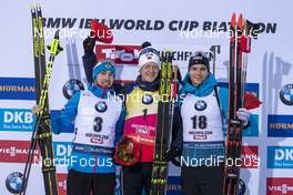 14.12.2019, Hochfilzen, Austria (AUT): Alexander Loginov (RUS), Johannes Thingnes Boe (NOR), Emilien Jacquelin (FRA) - IBU world cup biathlon, pursuit men, Hochfilzen (AUT). www.nordicfocus.com. © Nico Manzoni/NordicFocus. Every downloaded picture is fee-liable.