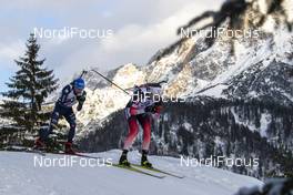 14.12.2019, Hochfilzen, Austria (AUT): Lukas Hofer (ITA), Tarjei Boe (NOR) - IBU world cup biathlon, pursuit men, Hochfilzen (AUT). www.nordicfocus.com. © Nico Manzoni/NordicFocus. Every downloaded picture is fee-liable.