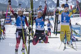 15.12.2019, Hochfilzen, Austria (AUT): Ingrid Landmark Tandrevold (NOR), Tiril Eckhoff (NOR), Hanna Oeberg (SWE) - IBU world cup biathlon, pursuit women, Hochfilzen (AUT). www.nordicfocus.com. © Nico Manzoni/NordicFocus. Every downloaded picture is fee-liable.