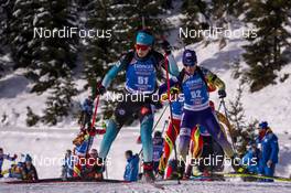 15.12.2019, Hochfilzen, Austria (AUT): Chloe Chevalier (FRA), Vita Semerenko (UKR) - IBU world cup biathlon, pursuit women, Hochfilzen (AUT). www.nordicfocus.com. © Nico Manzoni/NordicFocus. Every downloaded picture is fee-liable.