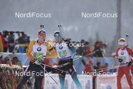 15.12.2019, Hochfilzen, Austria (AUT): Johannes Kuehn (GER), Emilien Jacquelin (FRA), (l-r) - IBU world cup biathlon, relay men, Hochfilzen (AUT). www.nordicfocus.com. © Manzoni/NordicFocus. Every downloaded picture is fee-liable.