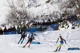 15.12.2019, Hochfilzen, Austria (AUT): Antonin Guigonnat (FRA), Johannes Dale (NOR), Peppe Femling (SWE), (l-r) - IBU world cup biathlon, relay men, Hochfilzen (AUT). www.nordicfocus.com. © Manzoni/NordicFocus. Every downloaded picture is fee-liable.