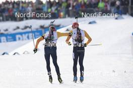 15.12.2019, Hochfilzen, Austria (AUT): Johannes Kuehn (GER), Arnd Peiffer (GER), (l-r) - IBU world cup biathlon, relay men, Hochfilzen (AUT). www.nordicfocus.com. © Manzoni/NordicFocus. Every downloaded picture is fee-liable.