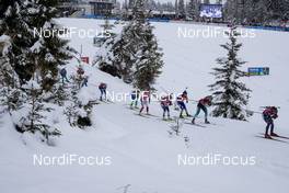14.12.2019, Hochfilzen, Austria (AUT): Regina Oja (EST), Dzinara Alimbekava (BLR), Kinga Zbylut (POL), Joanne Reid (USA), Vita Semerenko (UKR), Anais Bescond (FRA), Lisa Vittozzi (ITA) - IBU world cup biathlon, relay women, Hochfilzen (AUT). www.nordicfocus.com. © Nico Manzoni/NordicFocus. Every downloaded picture is fee-liable.