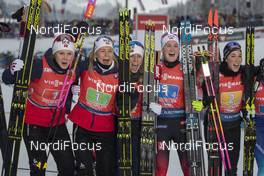 14.12.2019, Hochfilzen, Austria (AUT): Karoline Offigstad Knotten (NOR), Ingrid Landmark Tandrevold (NOR), Tiril Eckhoff (NOR), Marte Olsbu Roeiseland (NOR) - IBU world cup biathlon, relay women, Hochfilzen (AUT). www.nordicfocus.com. © Nico Manzoni/NordicFocus. Every downloaded picture is fee-liable.