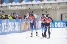 14.12.2019, Hochfilzen, Austria (AUT): Lena Haecki (SUI), Aita Gasparin (SUI), Nicole Gontier (ITA), (l-r) - IBU world cup biathlon, relay women, Hochfilzen (AUT). www.nordicfocus.com. © Manzoni/NordicFocus. Every downloaded picture is fee-liable.