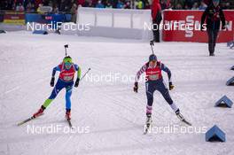 14.12.2019, Hochfilzen, Austria (AUT): Iryna Kryuko (BLR), Susan Dunklee (USA) - IBU world cup biathlon, relay women, Hochfilzen (AUT). www.nordicfocus.com. © Nico Manzoni/NordicFocus. Every downloaded picture is fee-liable.