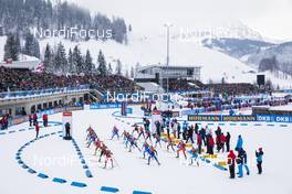 14.12.2019, Hochfilzen, Austria (AUT): Event Feature: Start of the womens relay - IBU world cup biathlon, relay women, Hochfilzen (AUT). www.nordicfocus.com. © Manzoni/NordicFocus. Every downloaded picture is fee-liable.