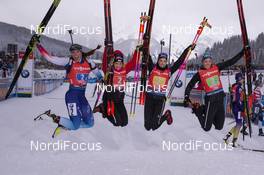 14.12.2019, Hochfilzen, Austria (AUT): Lena Haecki (SUI), Elisa Gasparin (SUI), Aita Gasparin (SUI), Selina Gasparin (SUI) - IBU world cup biathlon, relay women, Hochfilzen (AUT). www.nordicfocus.com. © Nico Manzoni/NordicFocus. Every downloaded picture is fee-liable.