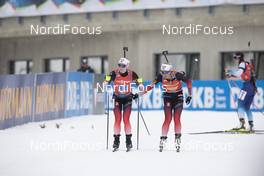 14.12.2019, Hochfilzen, Austria (AUT): Marte Olsbu Roeiseland (NOR), Tiril Eckhoff (NOR), (l-r) - IBU world cup biathlon, relay women, Hochfilzen (AUT). www.nordicfocus.com. © Manzoni/NordicFocus. Every downloaded picture is fee-liable.