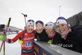 14.12.2019, Hochfilzen, Austria (AUT): Emma Lunder (CAN), Sarah Beaudry (CAN), Nadia Moser (CAN), Megan Bankes (CAN), (l-r) - IBU world cup biathlon, relay women, Hochfilzen (AUT). www.nordicfocus.com. © Manzoni/NordicFocus. Every downloaded picture is fee-liable.