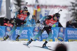 13.12.2019, Hochfilzen, Austria (AUT): Quentin Fillon Maillet (FRA), Simon Desthieux (FRA), (l-r) - IBU world cup biathlon, sprint men, Hochfilzen (AUT). www.nordicfocus.com. © Manzoni/NordicFocus. Every downloaded picture is fee-liable.