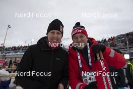 13.12.2019, Hochfilzen, Austria (AUT): Peter Blom (SWE), Madshus Race Service, Ole Bjoern Tretterud (NOR), Swix race service, (l-r) - IBU world cup biathlon, sprint men, Hochfilzen (AUT). www.nordicfocus.com. © Manzoni/NordicFocus. Every downloaded picture is fee-liable.