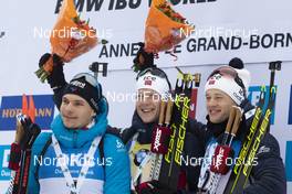 22.12.2019, Annecy-Le Grand Bornand, France (FRA): Emilien Jacquelin (FRA), Johannes Thingnes Boe (NOR), Tarjei Boe (NOR), (l-r) -  IBU world cup biathlon, mass men, Annecy-Le Grand Bornand (FRA). www.nordicfocus.com. © Manzoni/NordicFocus. Every downloaded picture is fee-liable.