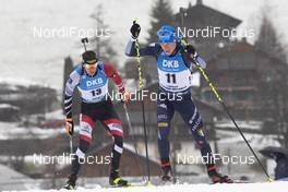 22.12.2019, Annecy-Le Grand Bornand, France (FRA): Julian Eberhard (AUT), Lukas Hofer (ITA), (l-r) -  IBU world cup biathlon, mass men, Annecy-Le Grand Bornand (FRA). www.nordicfocus.com. © Manzoni/NordicFocus. Every downloaded picture is fee-liable.