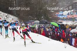 22.12.2019, Annecy-Le Grand Bornand, France (FRA): Quentin Fillon Maillet (FRA), Tarjei Boe (NOR), Johannes Thingnes Boe (NOR), (l-r) -  IBU world cup biathlon, mass men, Annecy-Le Grand Bornand (FRA). www.nordicfocus.com. © Manzoni/NordicFocus. Every downloaded picture is fee-liable.