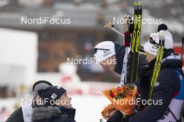 22.12.2019, Annecy-Le Grand Bornand, France (FRA): Max Cobb (USA), IBU Executive Board Member, Johannes Thingnes Boe (NOR), (l-r) -  IBU world cup biathlon, mass men, Annecy-Le Grand Bornand (FRA). www.nordicfocus.com. © Manzoni/NordicFocus. Every downloaded picture is fee-liable.