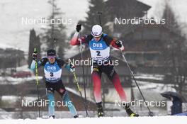 22.12.2019, Annecy-Le Grand Bornand, France (FRA): Quentin Fillon Maillet (FRA), Tarjei Boe (NOR), (l-r) -  IBU world cup biathlon, mass men, Annecy-Le Grand Bornand (FRA). www.nordicfocus.com. © Manzoni/NordicFocus. Every downloaded picture is fee-liable.
