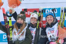 22.12.2019, Annecy-Le Grand Bornand, France (FRA): Dorothea Wierer (ITA), Tiril Eckhoff (NOR), Linn Persson (SWE), (l-r) -  IBU world cup biathlon, mass women, Annecy-Le Grand Bornand (FRA). www.nordicfocus.com. © Manzoni/NordicFocus. Every downloaded picture is fee-liable.